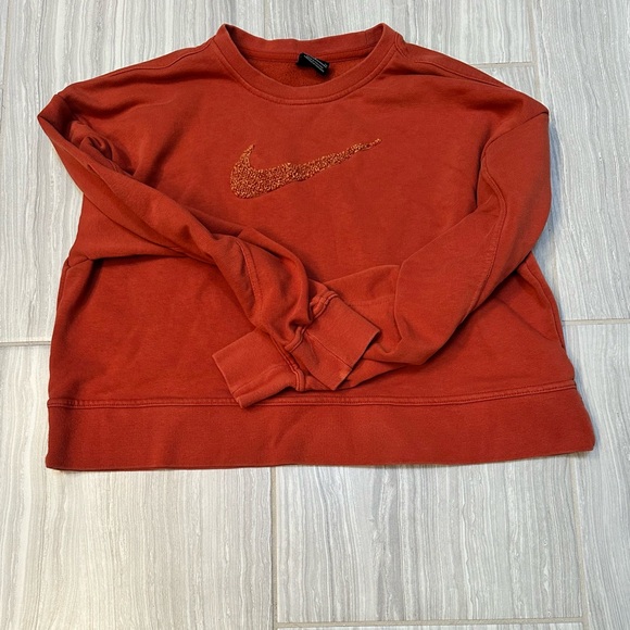 Nike Vintage Y2K Cropped Sweatshirt Burnt Orange Swoosh Size Small - Picture 5 of 10